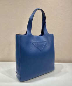 Replica Prada 2VG092 Leather Tote Shoulder Bags Blue 2