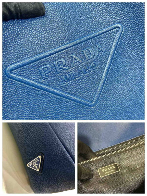Replica Prada 2VG092 Leather Tote Shoulder Bags Blue 8