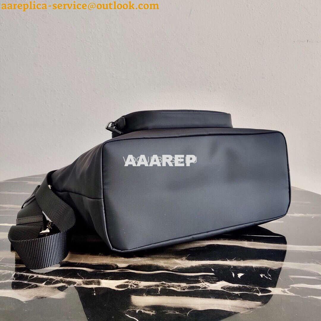 Replica Prada 1BG354 tote shoulder hanbag Nylon calfskin leather Black 3 Replica Prada 1BG354 tote shoulder hanbag Nylon calfskin leather Black 3