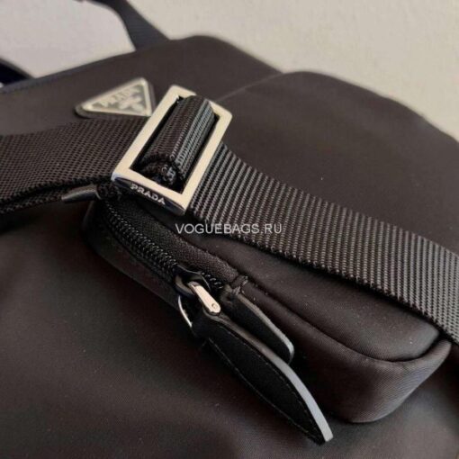 Replica Prada 1BG354 tote shoulder hanbag Nylon calfskin leather Black 5