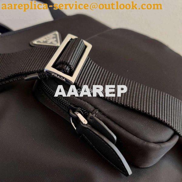 Replica Prada 1BG354 tote shoulder hanbag Nylon calfskin leather Black 5 Replica Prada 1BG354 tote shoulder hanbag Nylon calfskin leather Black 5