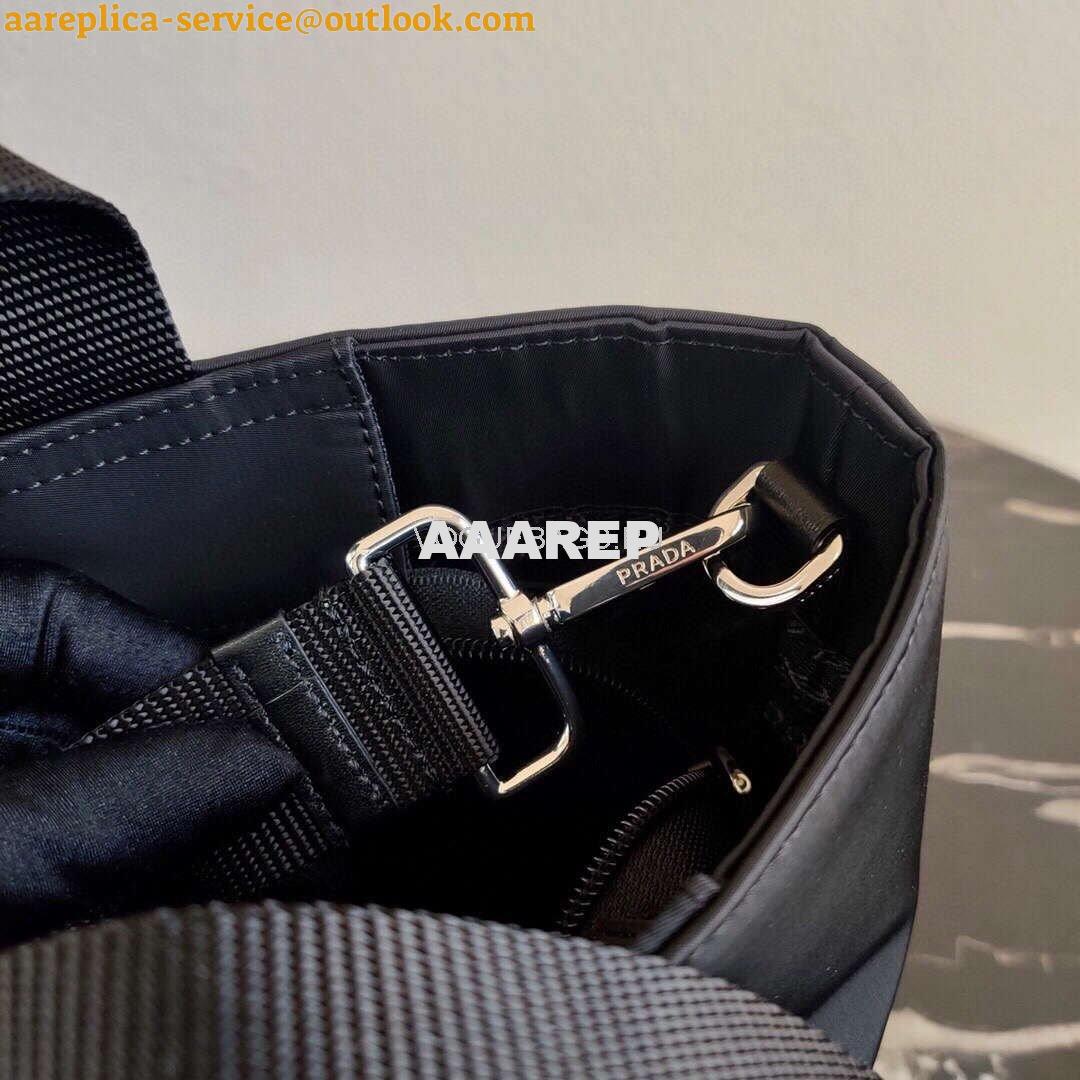 Replica Prada 1BG354 tote shoulder hanbag Nylon calfskin leather Black 6 Replica Prada 1BG354 tote shoulder hanbag Nylon calfskin leather Black 6