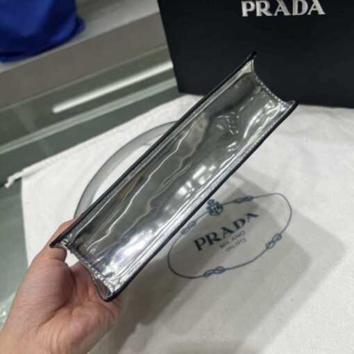 Replica Prada 1BC155 Saffiano leather mini Shoulder bag Silver 4