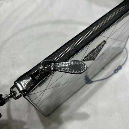 Replica Prada 1BC155 Saffiano leather mini Shoulder bag Silver 5