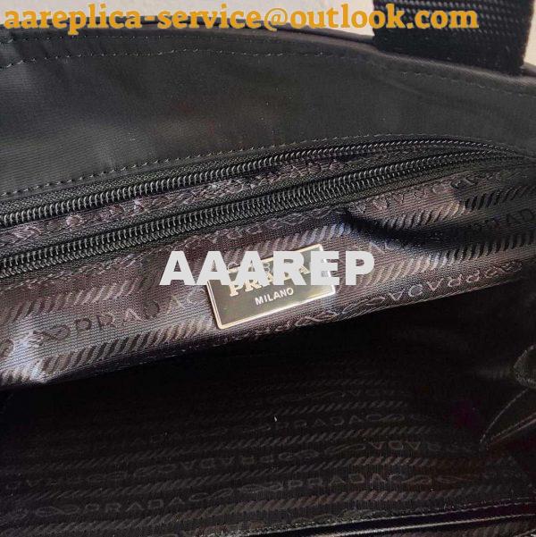 Replica Prada 1BG354 tote shoulder hanbag Nylon calfskin leather Black 8 Replica Prada 1BG354 tote shoulder hanbag Nylon calfskin leather Black 8