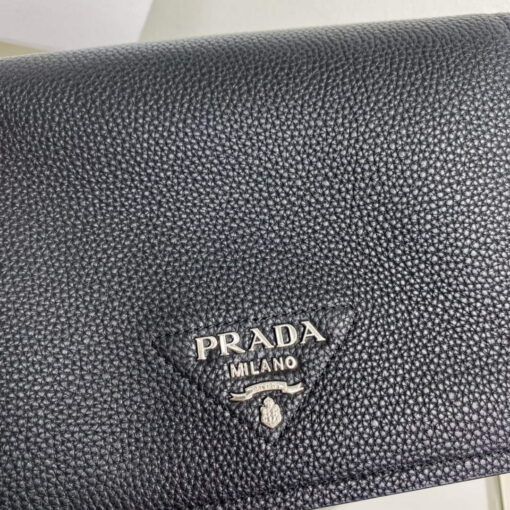 Replica Prada 1BD314 Leather shoulder bag Black 3