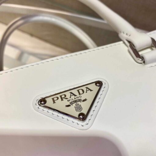 Replica Prada 1BA330 Brushed Leather Tote Bag White 6