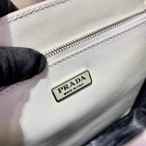 Replica Prada 1BA330 Brushed Leather Tote Bag White 8