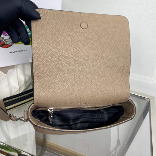 Replica Prada 1BD314 Leather shoulder bag Clay Gray 7