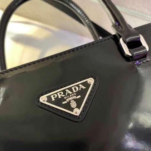 Replica Prada 1BA330 Brushed Leather Tote Bag Black 6