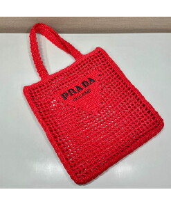 Replica Prada 1BG393 Raffia tote bag Red
