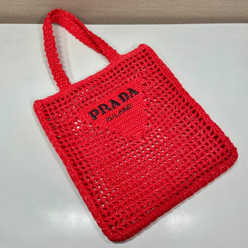 Replica Prada 1BG393 Raffia tote bag Red
