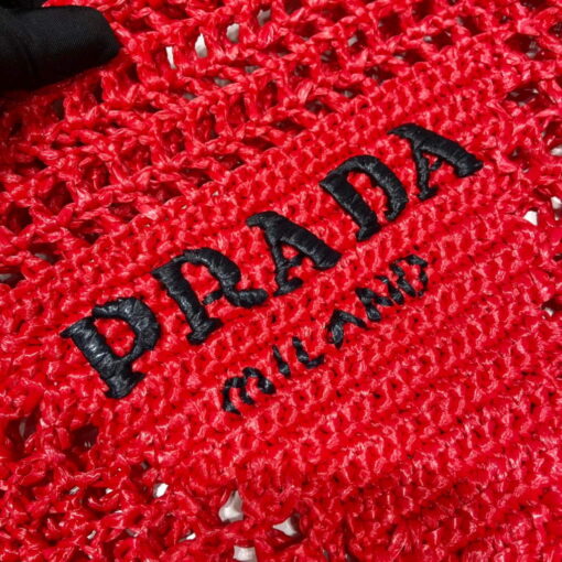 Replica Prada 1BG393 Raffia tote bag Red 4