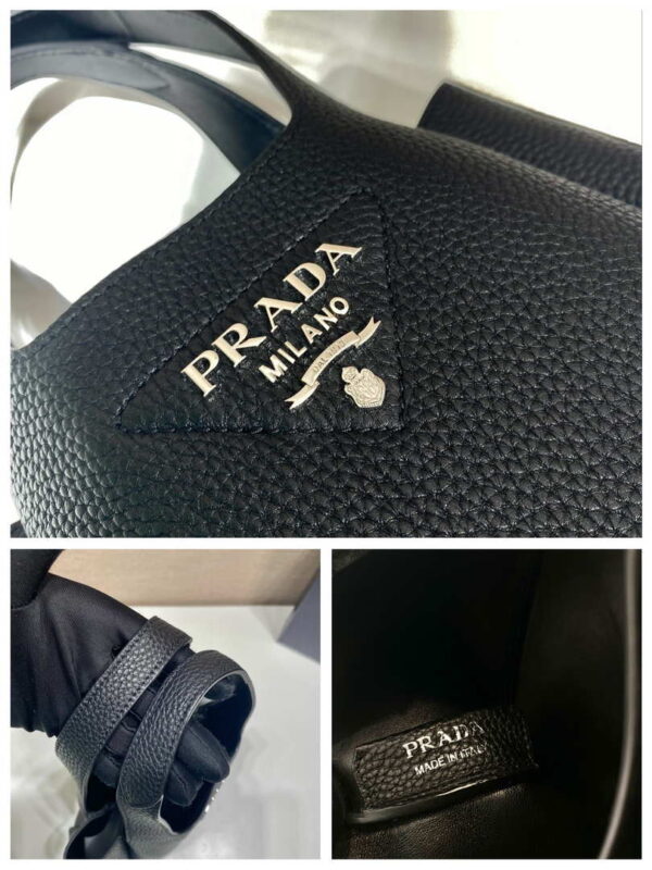 Replica Prada 1BG335 Tote Leather Bucket Handbag Black 8