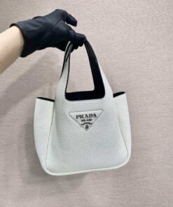 Replica Prada 1BG335 Tote Leather Bucket Handbag White 2