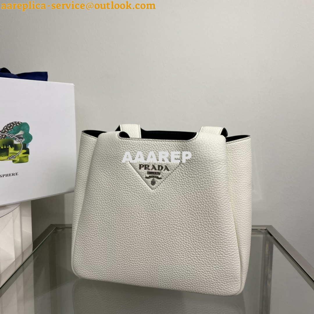Replica Prada 1BG335 Tote Leather Bucket Handbag White 10 Replica Prada 1BG335 Tote Leather Bucket Handbag White 10