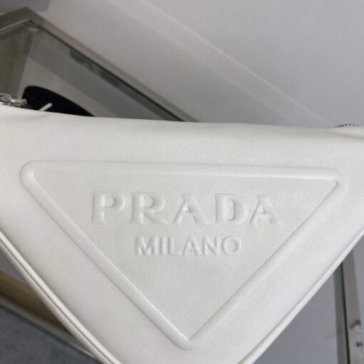 Replica Prada Leather Prada Triangle shoulder bag 1BH190 White 3