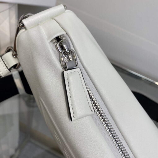 Replica Prada Leather Prada Triangle shoulder bag 1BH190 White 6