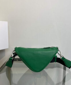 Replica Prada Leather Prada Triangle shoulder bag 1BH190 Green 2