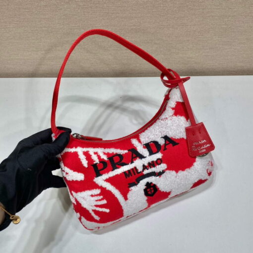 Replica Prada 1NE515 Re-Edition 2000 embroidered drill mini bag Red white 2