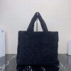 Replica Prada 1BG130 Shearling Tote Shoulder bag Black