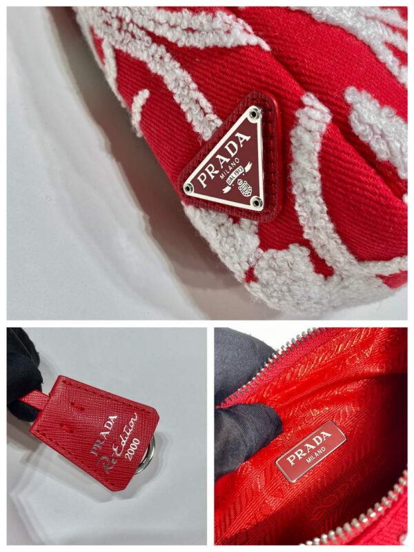 Replica Prada 1NE515 Re-Edition 2000 embroidered drill mini bag Red white 8