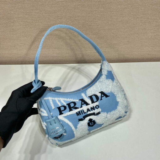 Replica Prada 1NE515 Re-Edition 2000 embroidered drill mini bag blue white 2