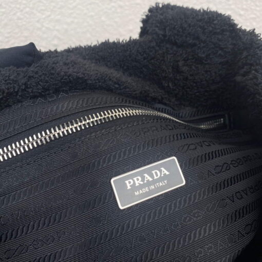 Replica Prada 1BG130 Shearling Tote Shoulder bag Black 8