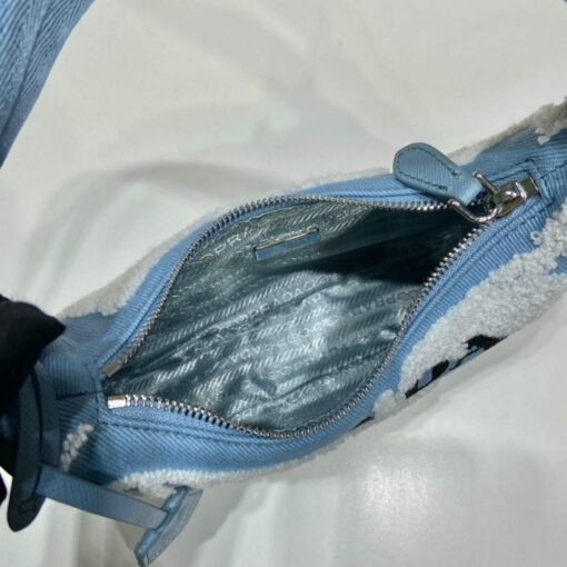 Replica Prada 1NE515 Re-Edition 2000 embroidered drill mini bag blue white 8
