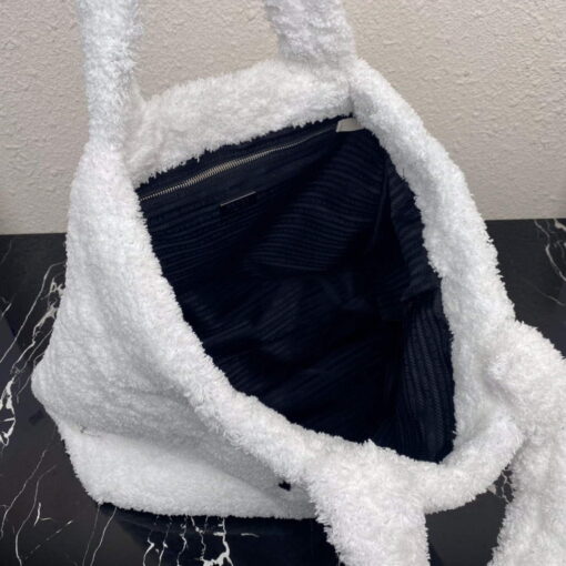 Replica Prada 1BG130 Shearling Tote Shoulder bag White 7