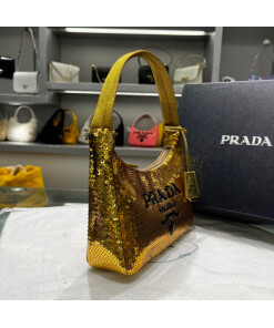 Replica Prada 1NE515 Re-Edition 2000 sequined Re-Nylon mini-bag Gold