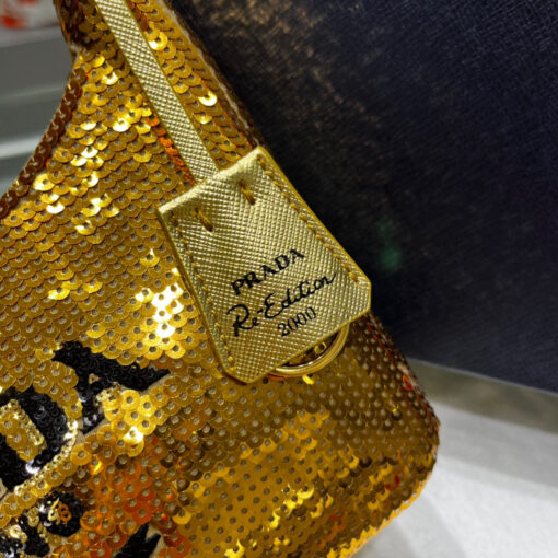 Replica Prada 1NE515 Re-Edition 2000 sequined Re-Nylon mini-bag Gold 3