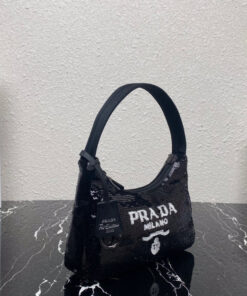 Replica Prada 1NE515 Re-Edition 2000 sequined Re-Nylon mini-bag Black 2