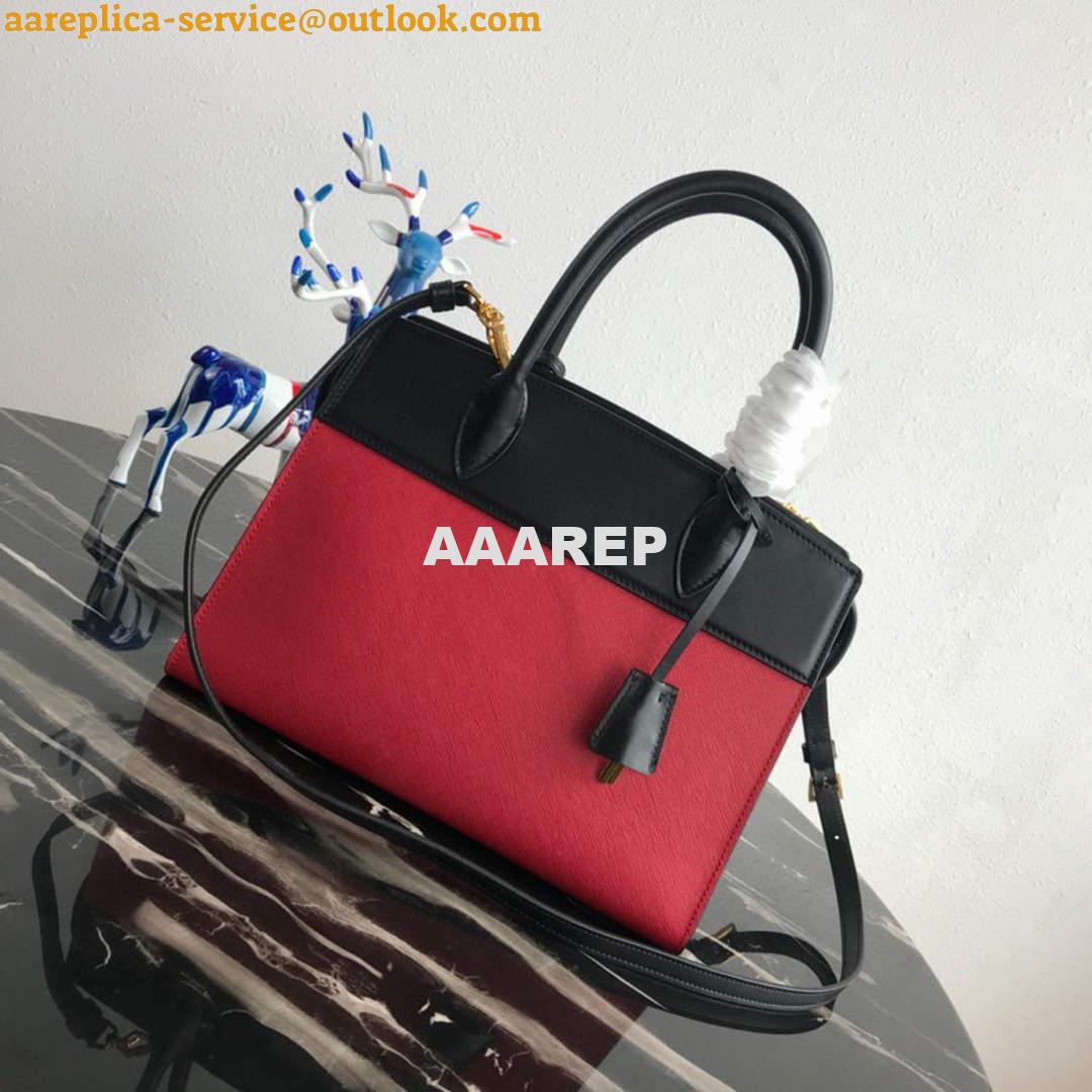 Replica Prada 1BA046 Medium Esplanade Leather Tote Bag Red and Black 2 Replica Prada 1BA046 Medium Esplanade Leather Tote Bag Red and Black 2