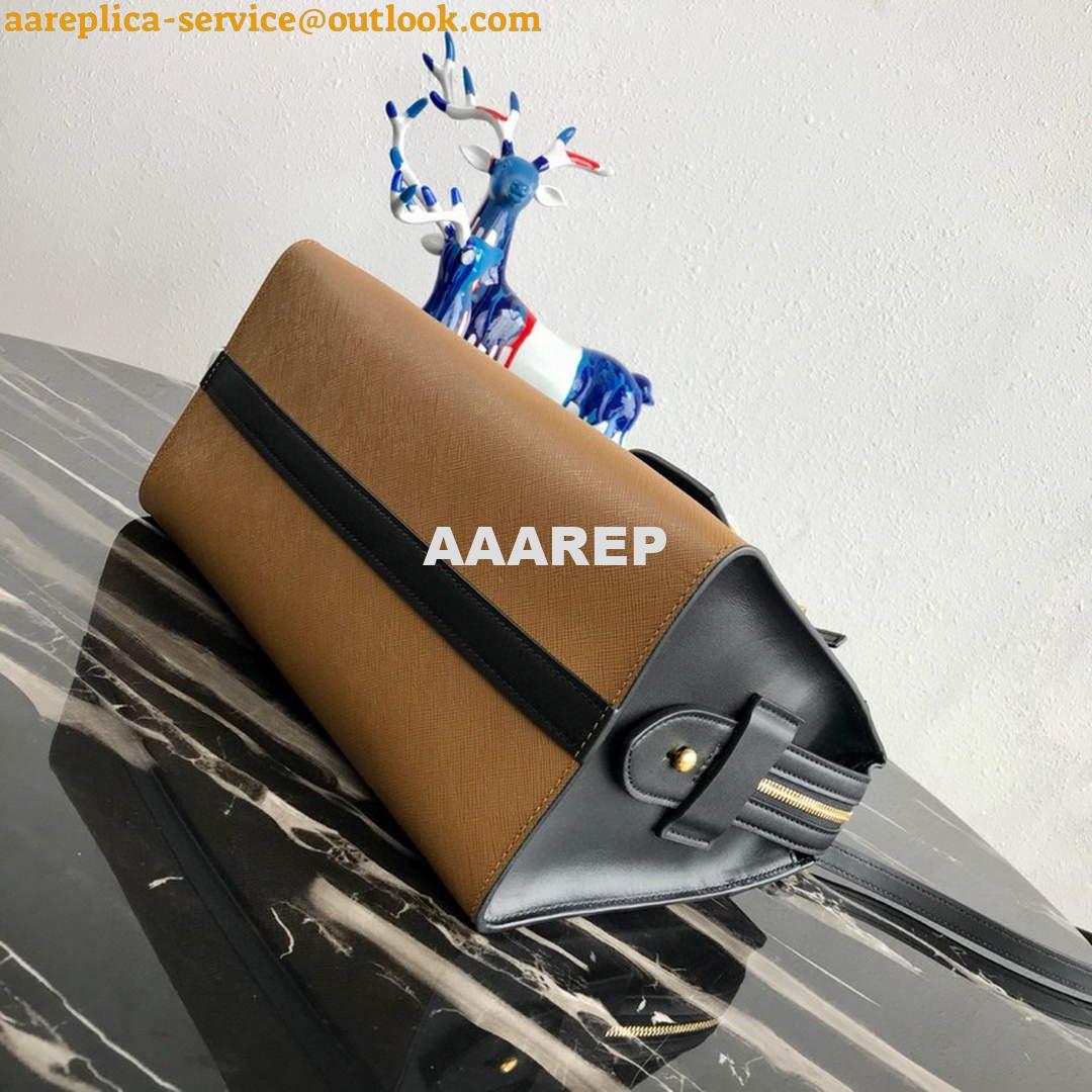 Replica Prada 1BA046 Medium Esplanade Leather Tote Bag Apricot and Black 3 Replica Prada 1BA046 Medium Esplanade Leather Tote Bag Apricot and Black 3
