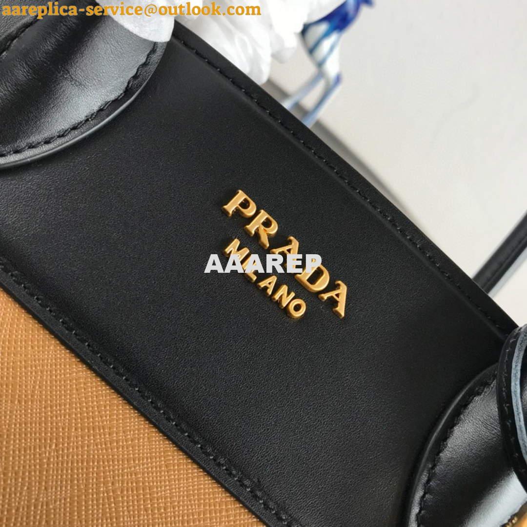 Replica Prada 1BA046 Medium Esplanade Leather Tote Bag Apricot and Black 4 Replica Prada 1BA046 Medium Esplanade Leather Tote Bag Apricot and Black 4