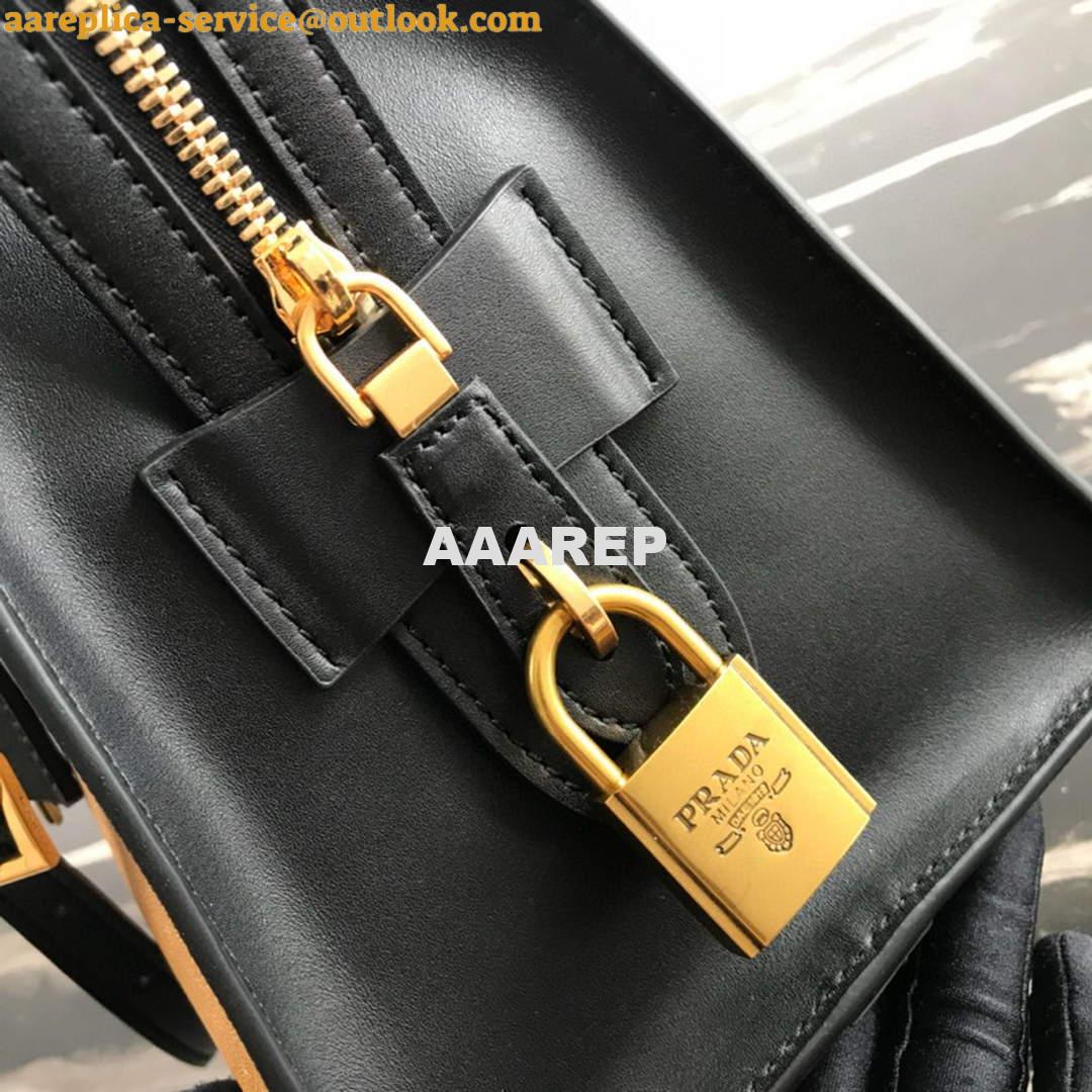 Replica Prada 1BA046 Medium Esplanade Leather Tote Bag Apricot and Black 5 Replica Prada 1BA046 Medium Esplanade Leather Tote Bag Apricot and Black 5