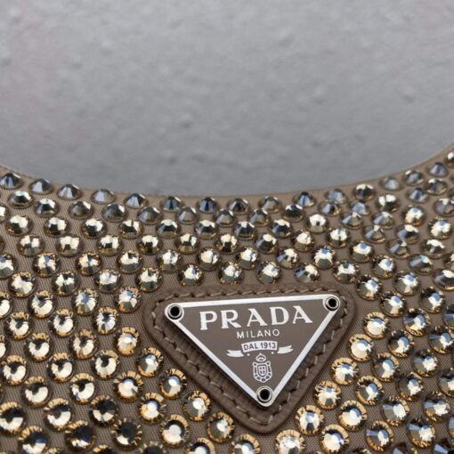 Replica Prada 1NE515 Satin mini-bag with artificial crystals apricot 4