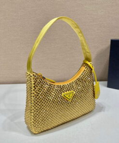 Replica Prada 1NE515 Satin mini-bag with artificial crystals Yellow 2