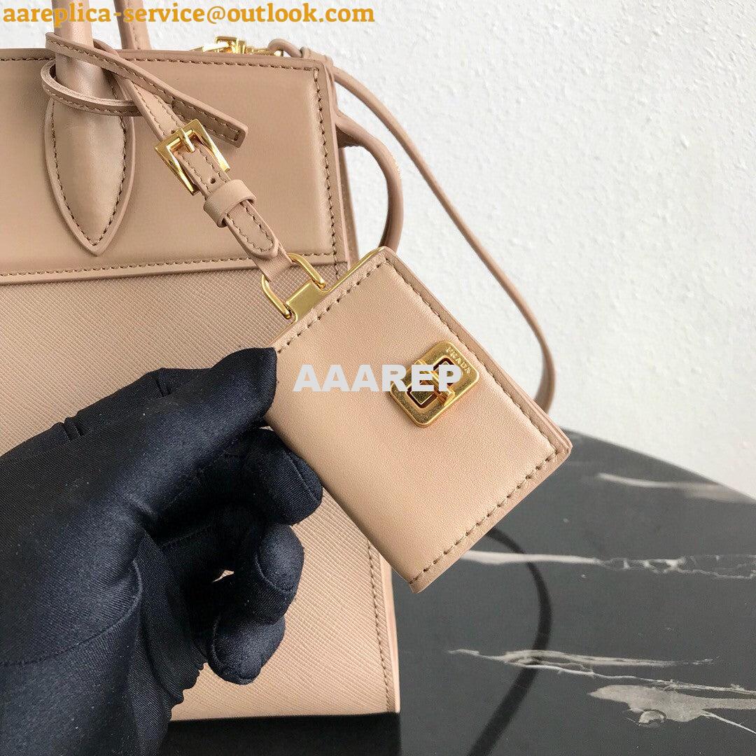 Replica Prada 1BA046 Medium Esplanade Leather Tote Bag Apricot 4 Replica Prada 1BA046 Medium Esplanade Leather Tote Bag Apricot 4