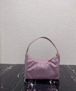 Replica Prada 1NE515 Satin mini-bag with artificial crystals Pink