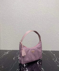 Replica Prada 1NE515 Satin mini-bag with artificial crystals Pink 2