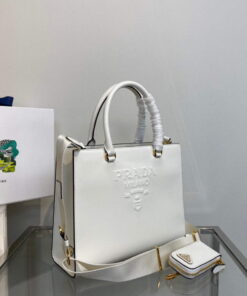 Replica Prada 1BA337 Medium Saffiano leather handbag White 2