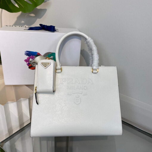 Replica Prada 1BA337 Medium Saffiano leather handbag White 6