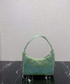 Replica Prada 1NE515 Satin mini-bag with artificial crystals Green