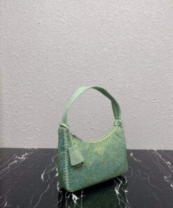 Replica Prada 1NE515 Satin mini-bag with artificial crystals Green 2