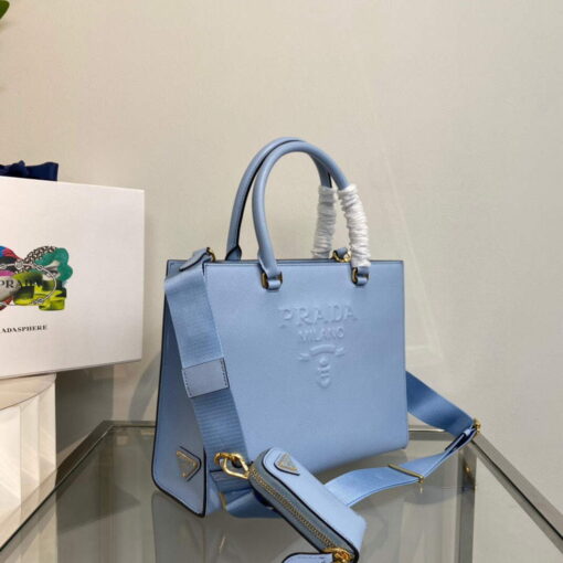 Replica Prada 1BA337 Medium Saffiano leather handbag Blue 2
