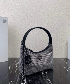 Replica Prada 1NE515 Satin mini-bag with artificial crystals Black 2
