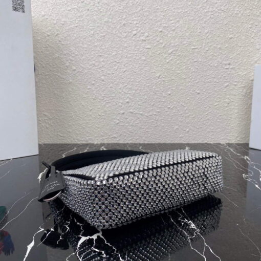 Replica Prada 1NE515 Satin mini-bag with artificial crystals Black 3