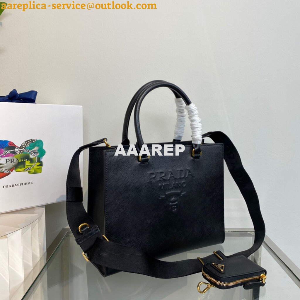 Replica Prada 1BA337 Medium Saffiano leather handbag Black 2 Replica Prada 1BA337 Medium Saffiano leather handbag Black 2